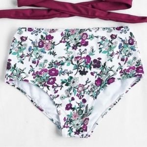 Calico Print High-Waist Bikini Bottoms